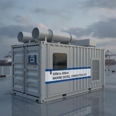 Gruppo elettrogeno marino diesel insonorizzato da 500kVA 400kW Containerizzato con Controllore Intelligente Deepsea ATS